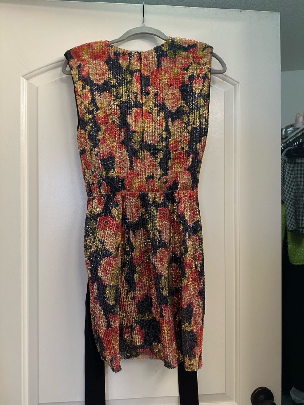 Zara Black, Red & Gold Floral Sequin Mini Dress